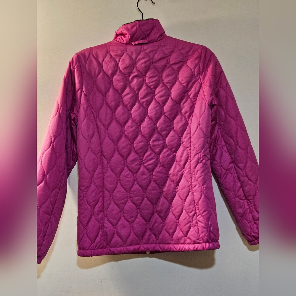 43-  Womens Quilted Jacket  Hot Pink Fuchsia Full Zip Light - Picture 2 of 3